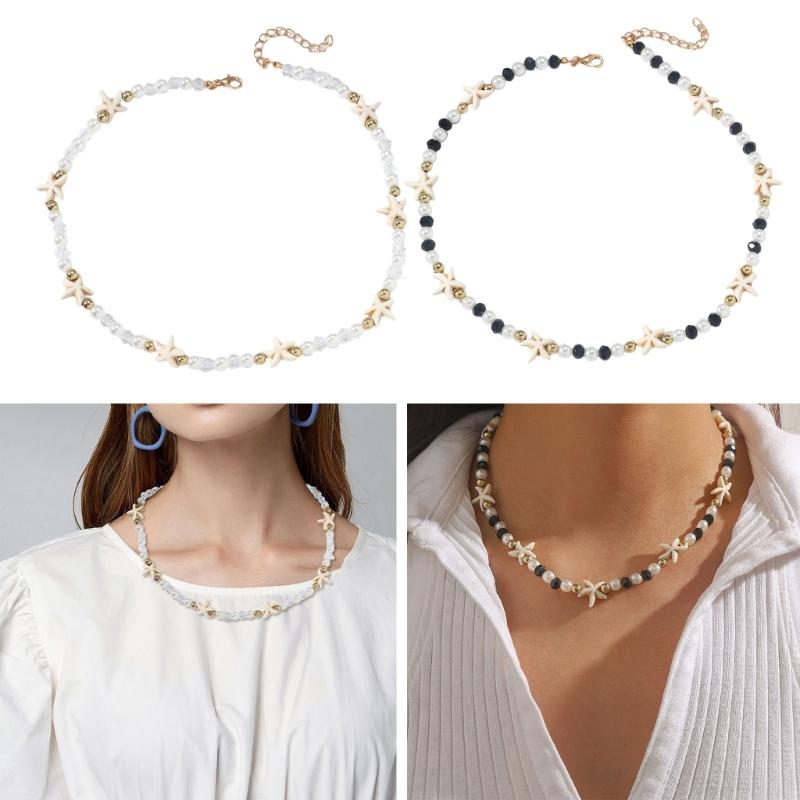 Beach Vacation Jewelry Delicate Ocean Beads Necklace Comfortable Neck Jewelry Suitable for a Marine Inspired Outfit