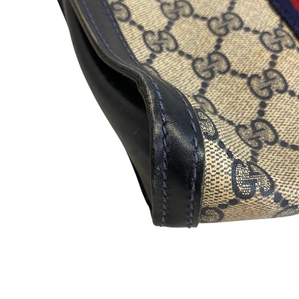 GUCCI Vintage Old Gucci Vanity Cosmetics Pouch Business Bag GG pattern sherry line PVC Clutch bag black PVC Used