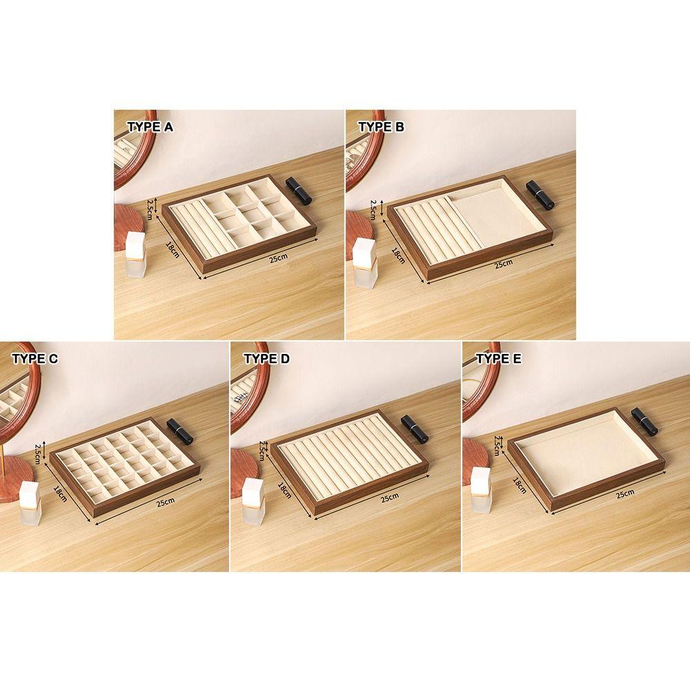 Velvet Lining Wooden Jewelry Display Tray Walnut Wood Dressing Table Organizer Dressing Table