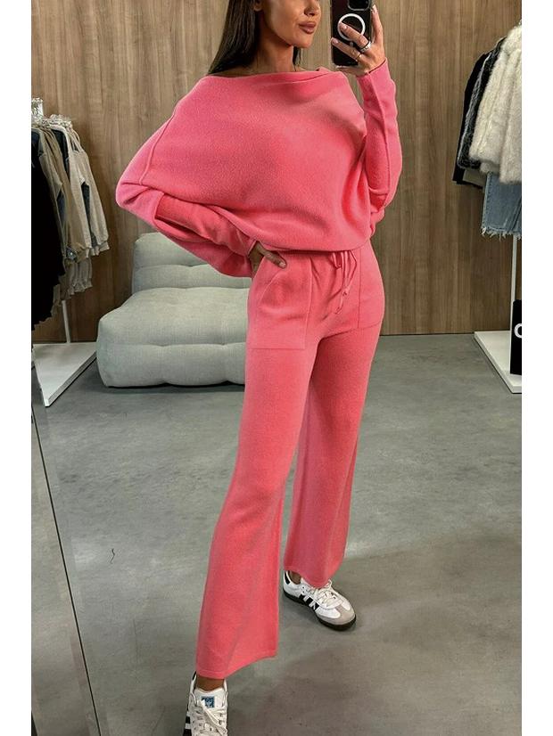 European and American Women's Solid Color Fashion Two-Piece Set - 2025