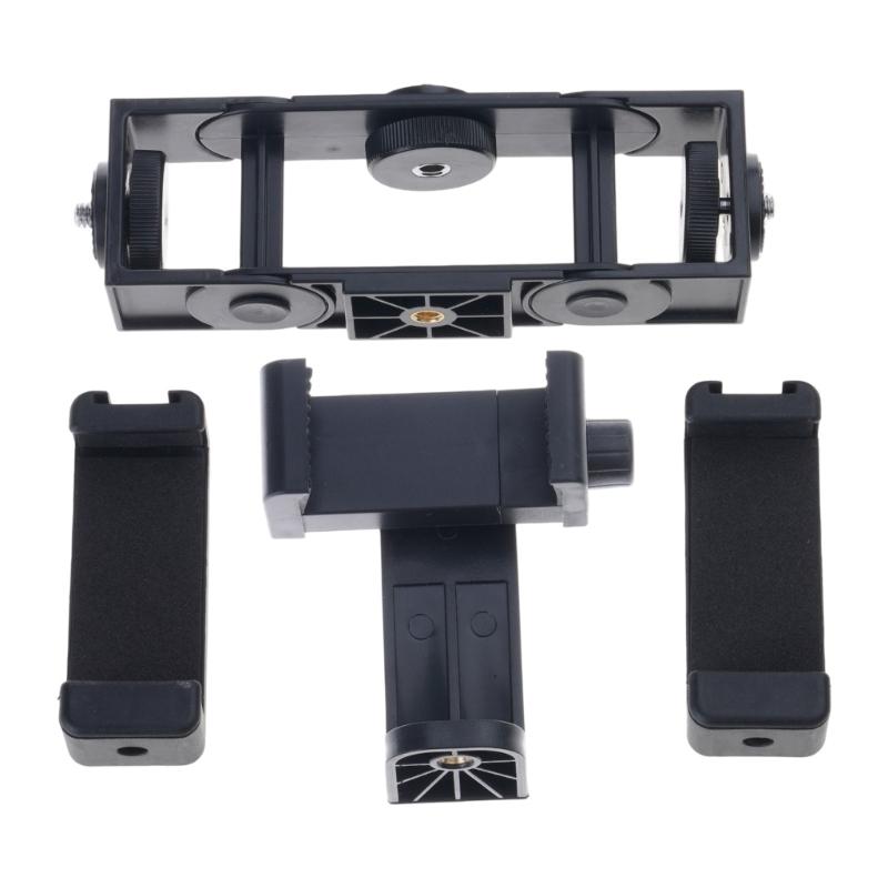 Mobile Phone Bracket Double Adjustable Clip Three Position for Live Stream Video Recording Multifunctional Tripod