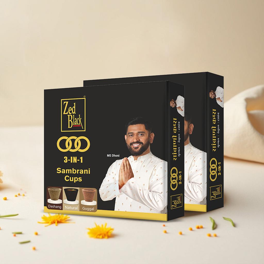 Zed Black 3 In 1 Sambrani Cups Dhoop  12 Cup X Pack Of 2 Long Lasting Fragrance For Puja Meditation And Home Aroma