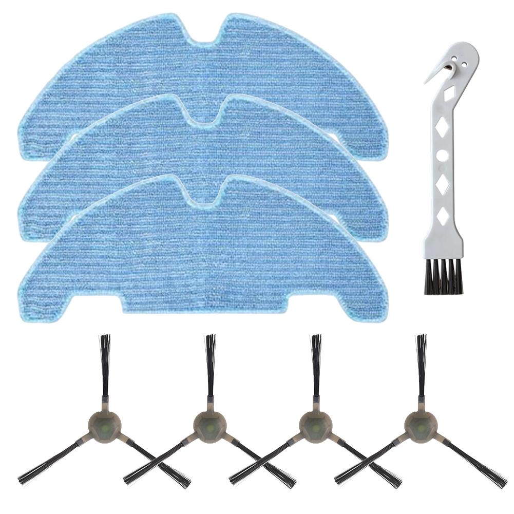 Mop Cloths And Side Brushes Kit For Lefant M330 Pro Vacuum Cleaner, Replacement Accessories With Nylon Bristles And Microfiber