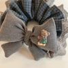 Checkered Bow Tie Bear Lace Hair Scrunchie Bear Elastic Hair Band Hair Accessory  Ponytail Styling