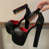 Summer Platform Metal Decoration Buckle Strap Women Sandals Street Style Peep Toe High Heels Nightclub Party Shoes