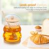 2pcs 15oz Glass Honey Jar with Dipper, Honey Pot with Dipper and Lid Jam Container Set,Wood Base and Lid Syrup Dispenser for Chocolate Syrup