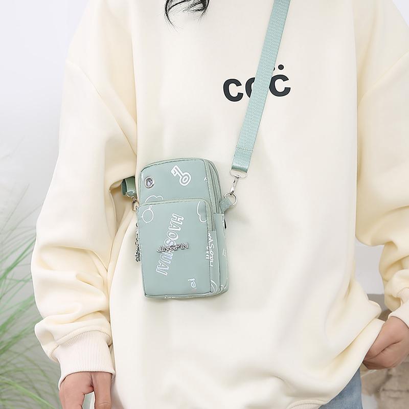 Mini-Crossbody-Handytasche für Damen – Leichter, wasserabweisender Nylonstoff mit Kartenfächern und Münzfach, Verstellbarer Riemen