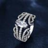 European and American Vintage Vine-patterned Horse-eye Diamond Ring Light Luxury Style, Heavy-duty, Full-diamond, Hollow Wide Ring