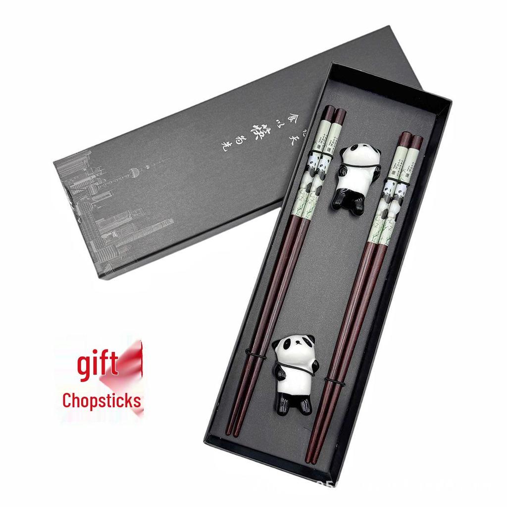 Chinese Style Wooden Chopsticks Gift Set - 2 Pairs for Travel Souvenir or Business Gift