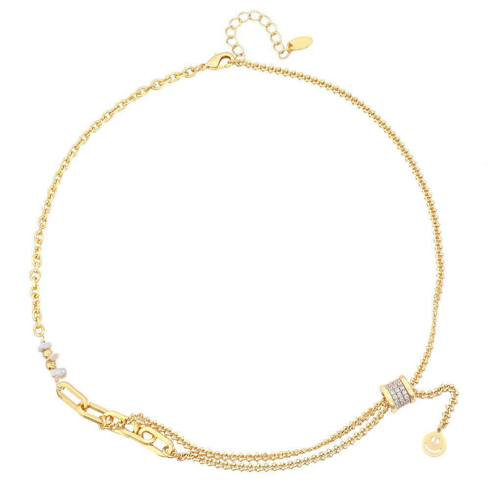 GEMCHIC Women s Fashion Pearl Smile Diamond Collarbone Necklace