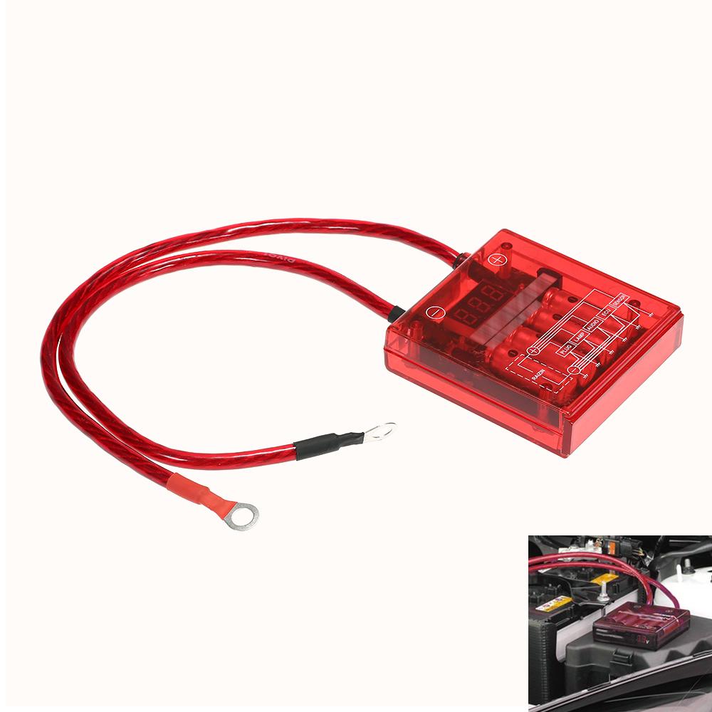 Car Digital Voltage Stabilizer   12V Electric Voltage Regulator Rectifier with Earth Ground Cables and Mounting Hardware Kit