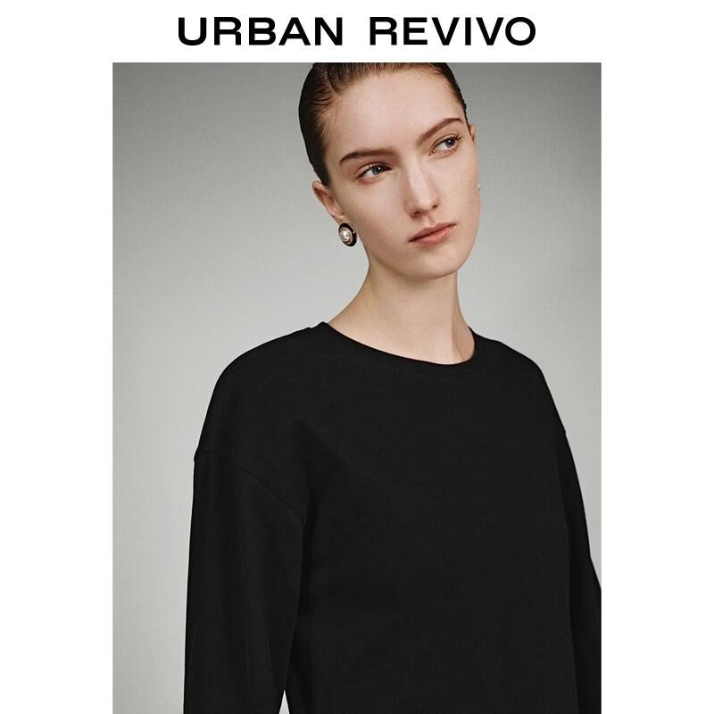 UR 2026 Women's Pleated Tie Cotton Long Sleeve T-Shirt
