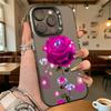 Pink Rose with Diamonds Shockproof Phone Case for Iphone 16 15 14 13 12 11 Pro Max/Mini Anti-Scratch Premium Hard Cover