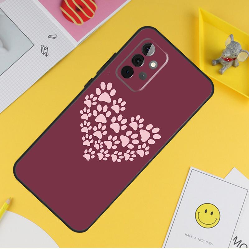 Cat Dog Paws Case For Samsung Galaxy A53 A33 A23 A13 A06 A56 A16 A36 A55 A35 A17 A54 A34 A14 A52 A32 A15