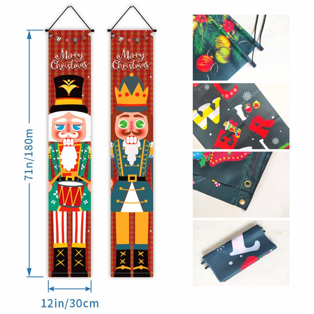 Weihnachts-Außendekorationen 1 Paar Weihnachtsbanner Nussknacker Soldat Banner Santa Schneemann Frohe Weihnachten Tür Veranda Dekor 2024
