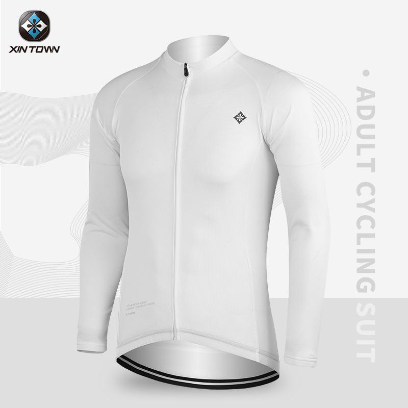 XINTOWN cycling suit men s long-sleeved cycling suit spring and summer racing suit foreign trade cycling suit solid color long top S