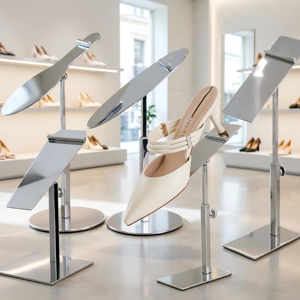 Stainless Steel Shoe Display Rack for High Heels and Shoe Support Stand