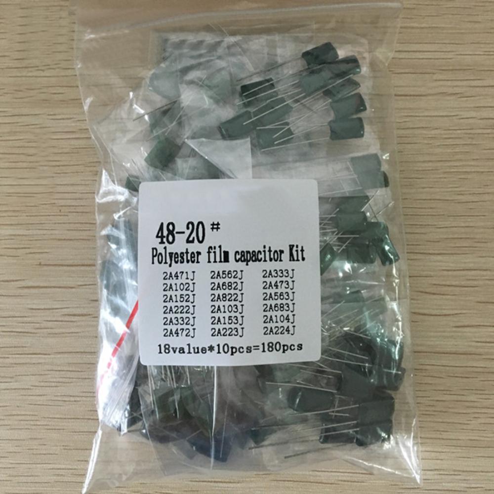 180/620 Stück 100V Polyester-Kondensator-Kombinations-Kit 2A102J~2A822J Kondensator-Set 31/10 Werte Polyester-Folienkondensator