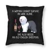 Old English Sheepdog And Wine Cushion Cover 40X40Cm Funny Dog Animal Velvet Nordic Pillow Case Decor Home