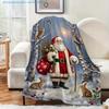 1pc Christmas Holiday Santa Claus And Snowy Forest Printed Blanket, Christmas Gift Theme, Multi-Size Available, Autumn Thanksgiving Christmas Nap Blan