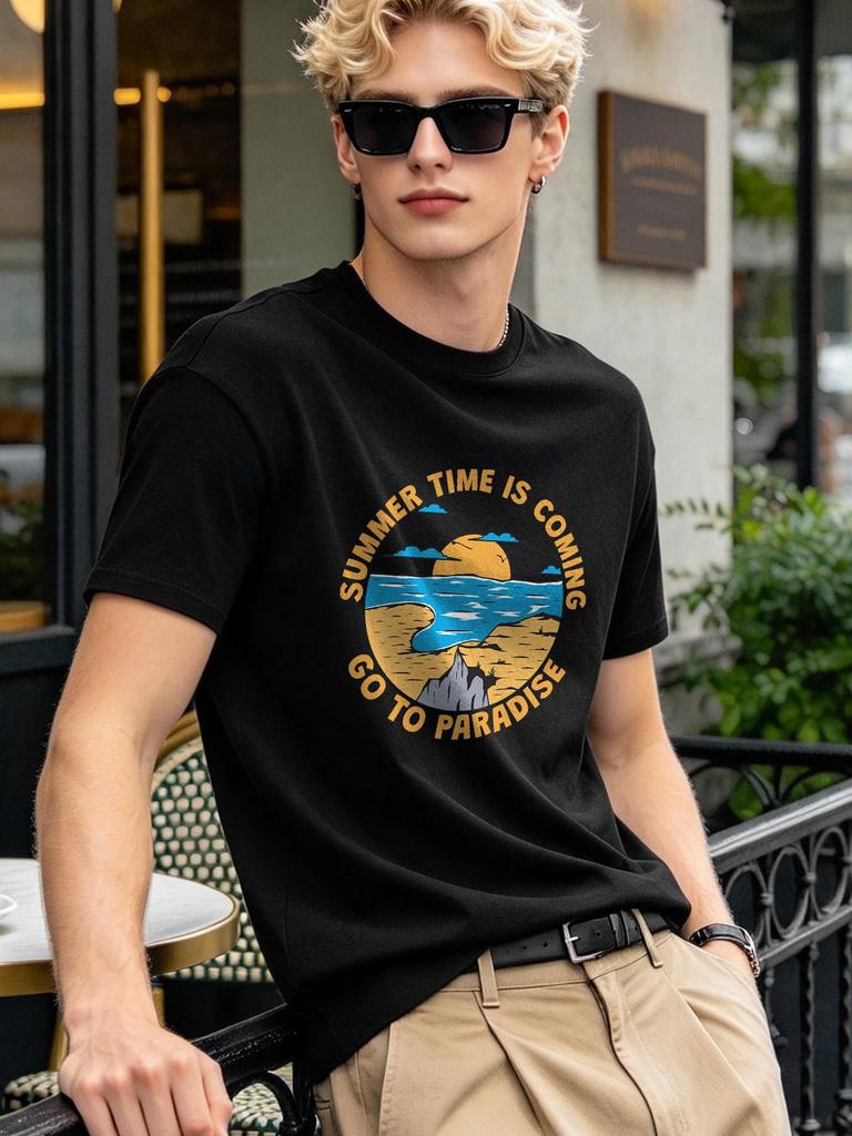 Summer Casual Printed T Shirts for Men Women Outdoor Loose Soft Fashion Tee Tops