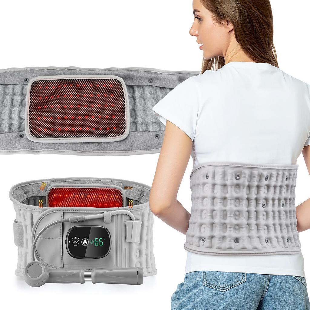 Fascia Lombare Massaggiante Vibrante Riscaldata in Ecopelle con LED e Supporto per la Colonna Vertebrale