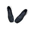 Pleated Single Shoes Women Square Toe Soft Ballet Flats Slip On Solid Color Elegant Dance Shoe Cross Ladies Loafers