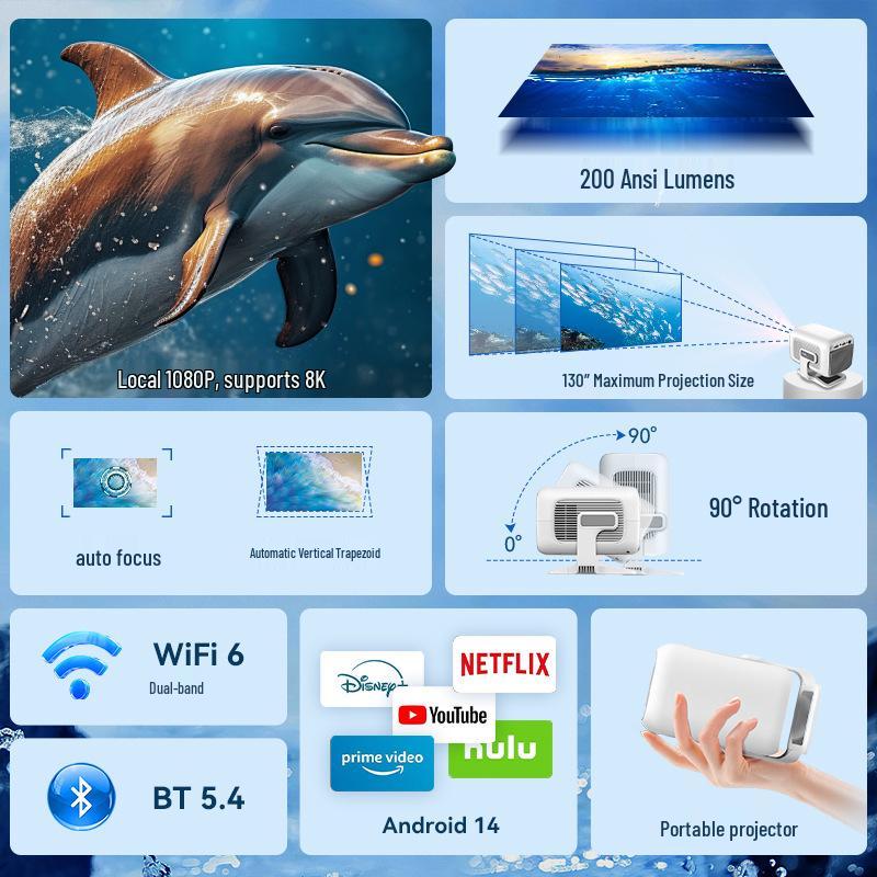 4K HD Portable Smart Projector X3 with Screen Mirroring and Android