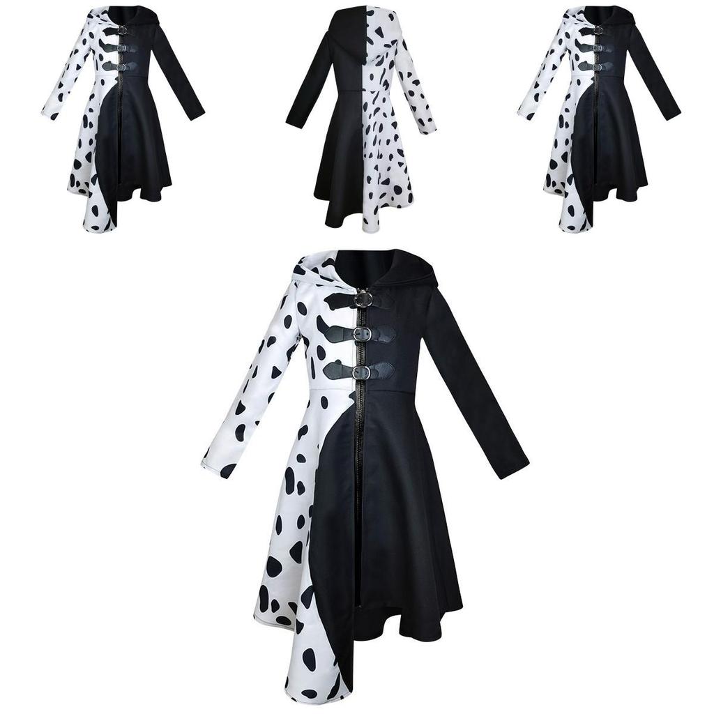 101 Dalmatians Black And White Witch Cruella De Vil Cosplay Dress