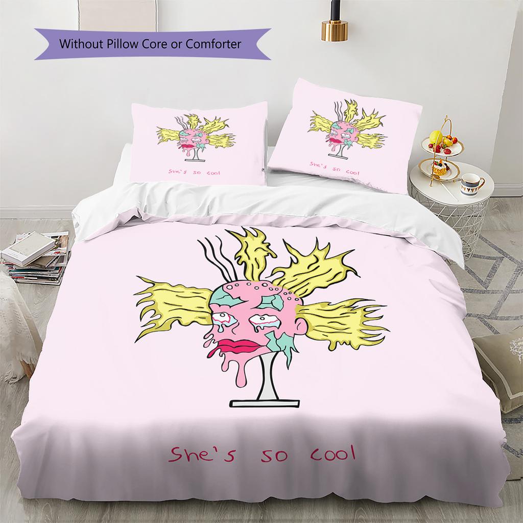 Rugrats  Pattern Bedding Quilt Set  Home Decoration  Gift (1 * Duvet Cover + 2 * Pillowcase  Without Core)