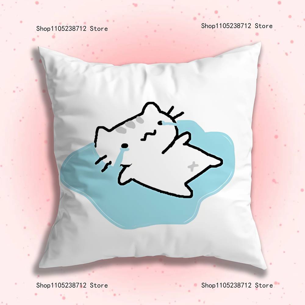 Adorable Cute Cartoon Cat Pillow Case Plush Fabric Soft Pillowcase Double Sided Print Sofa Cushion Cover Throw