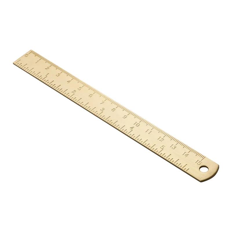 Vintage Metal Brass Straight Ruler 15cm Metal Scale Measuring Tools Korean Stationery Painting Drawing Kit Bookmark Copper Ruler