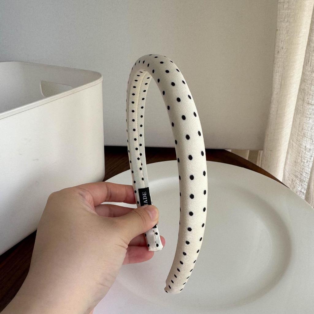 Fasce Nere Bianche a Pois Retrò con Testa in Spugna Moda Coreana Donna Cerchietto per Capelli Fascia per Lavare il Viso Capelli Accessori per Capelli da Festa Donna