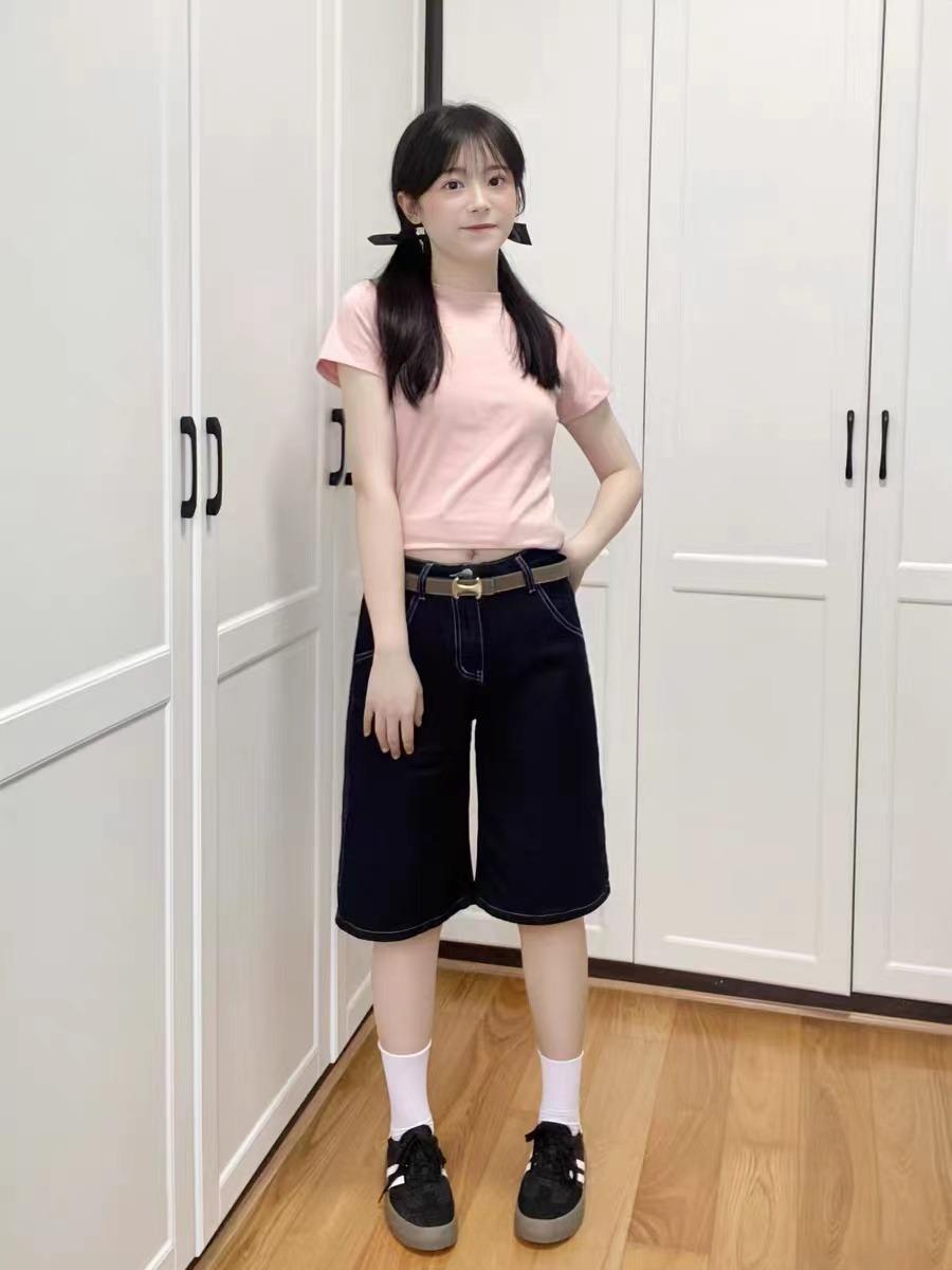 Европейские американские широкие джинсовые шорты женские повседневные свободные — фото 8