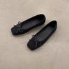 Suede Square Head Bow Single Shoes Women's Early Spring New Gentle Evening Breeze Mary Jane Doudou Shoes Women's Skirt