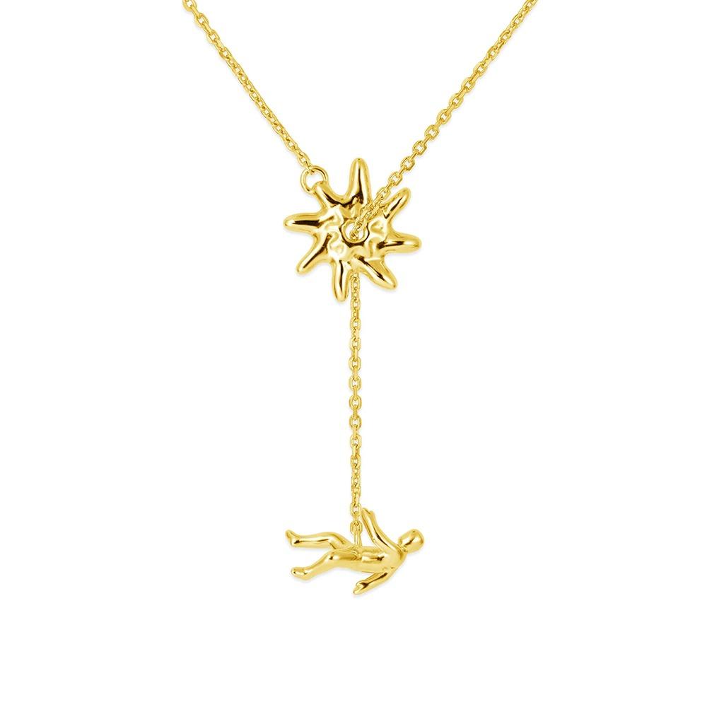 

New Perseverance Symbol Man Necklace Personality Silver Color Pendant Necklace Gold Color Simple Jewelry Accessories