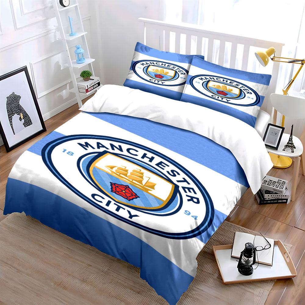 Manchester City Logo Pattern. Bedding Sets Duvet Cover Sets Duvet Covers Pillowcases(1 * Duvet Cover 2 * Pillowcases, Without Duvet Insert)