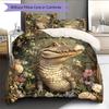 Crocodile Pattern Bedding Home Decoration Birthday Gift (1 * Duvet Cover + 2 * Pillowcase, Without Core)