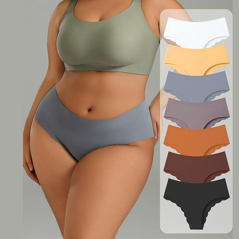 7Pcs Seamless Underwear Women Panties Ice Silk Briefs Sexy Solid Panty High-Rise Traceless Female Lingerie Plus Size XL-4XL