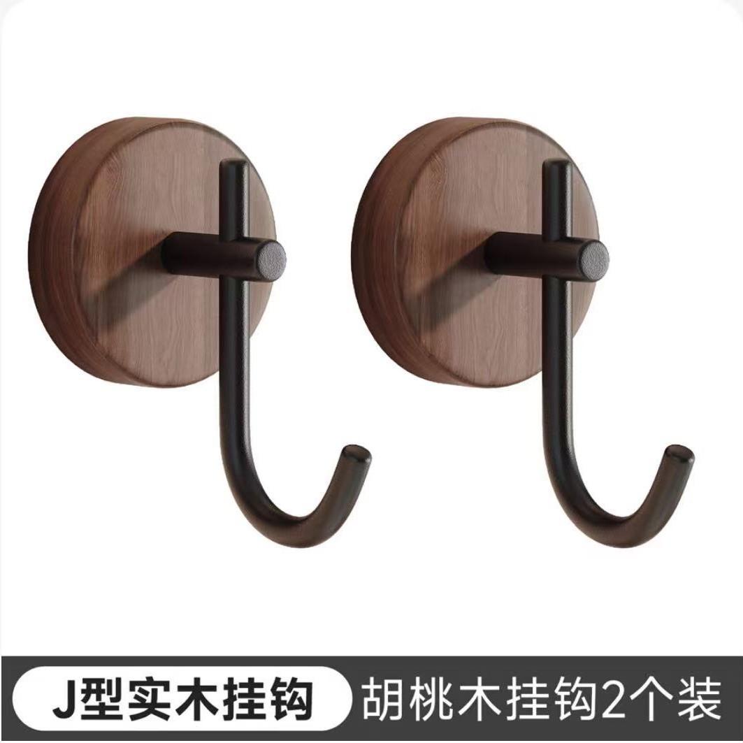 

Set of 2 J-Shaped Wooden Hooks Durable Wall Mount Hooks for Hanging Items Suitable for Home and Office Use One Size
