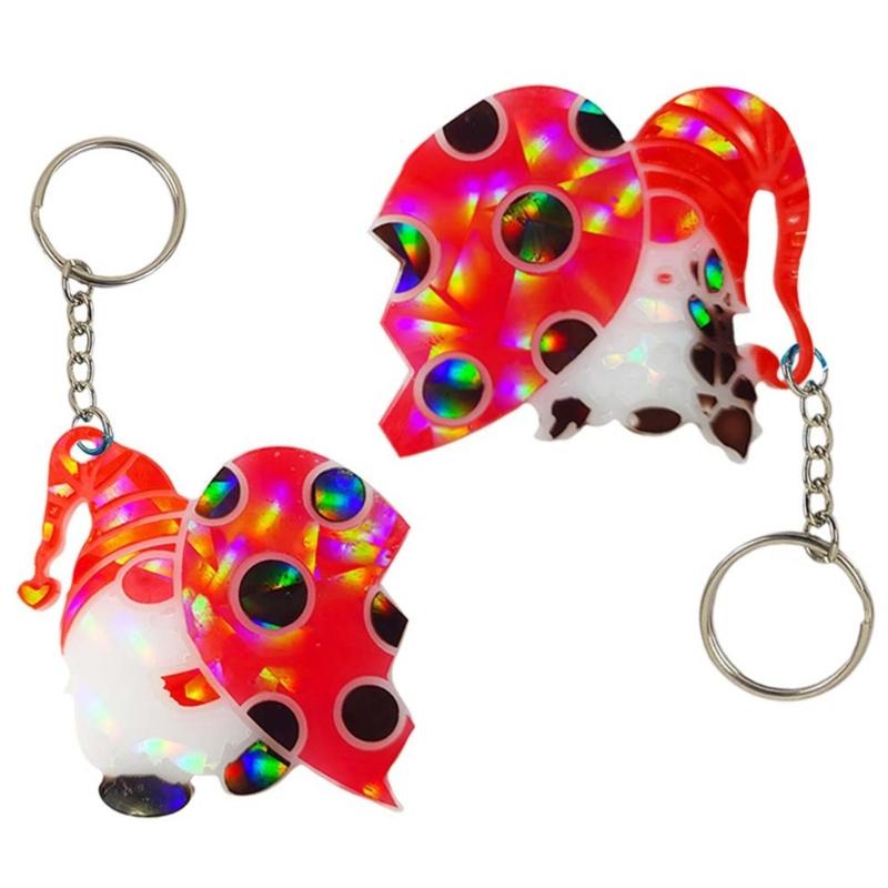 Holographic Resin Molds with Hole Christmas Gnome Pendant Silicone Mold for DIY Keychains Pendants Jewelry Resin Craft
