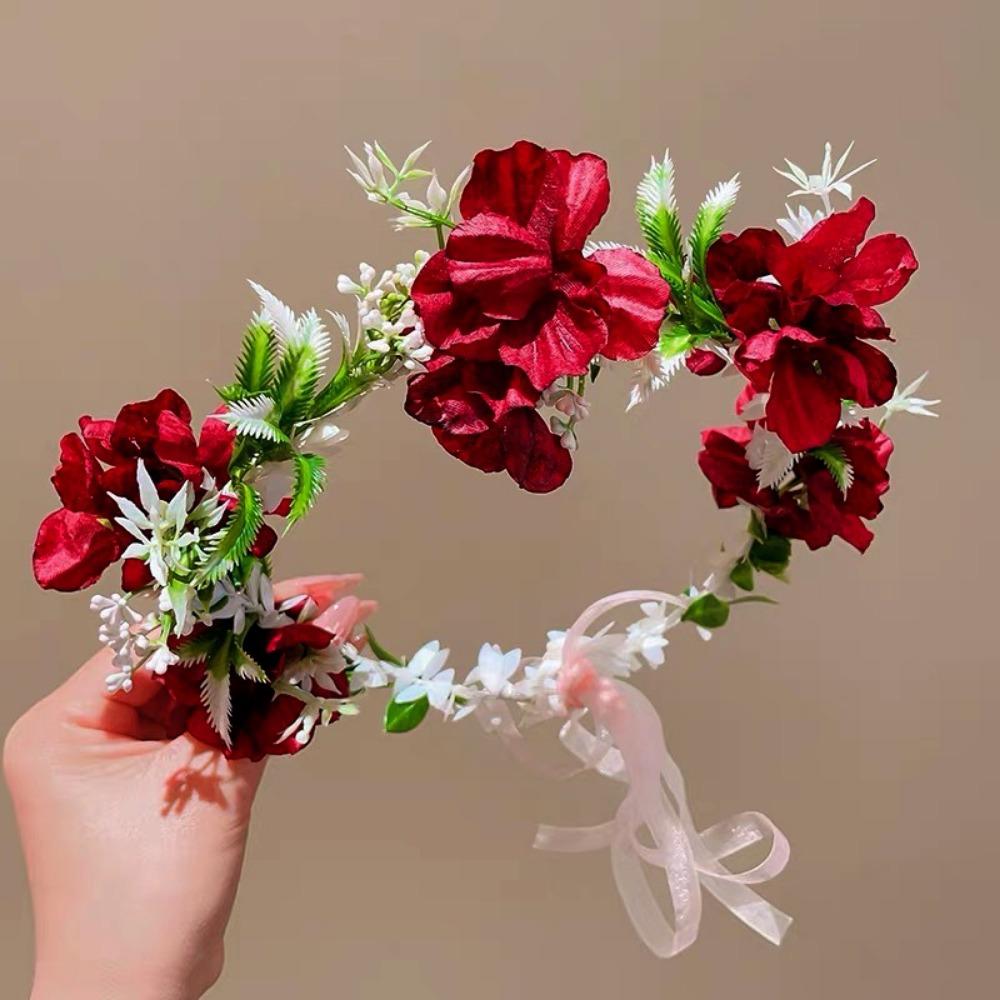 Colorful Women Wedding Floral Headband Diameter 18cm Fashion Bohemia Flower Crown Hair Accessories Multistyles