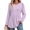 Women's Casual Fashion Long Sleeve Shirt Solid Color Tunic Top