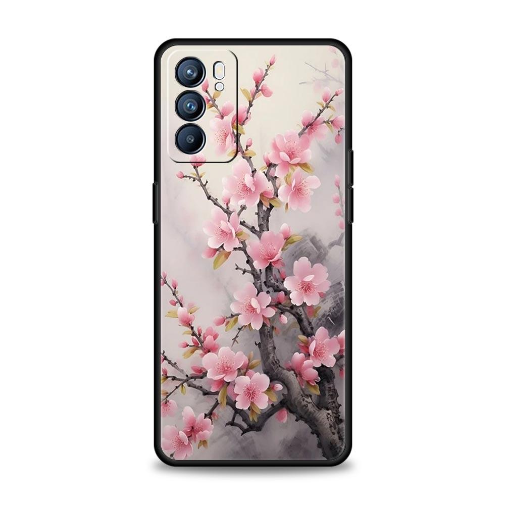 Cherry Blossom Tree Phone Case For Oppo Reno8 Reno7 Reno6 Pro A54 5G Find X6 X5 A53 A52 A9 A15 A95 A17 A16 A76 A74 A57 A31 Cover