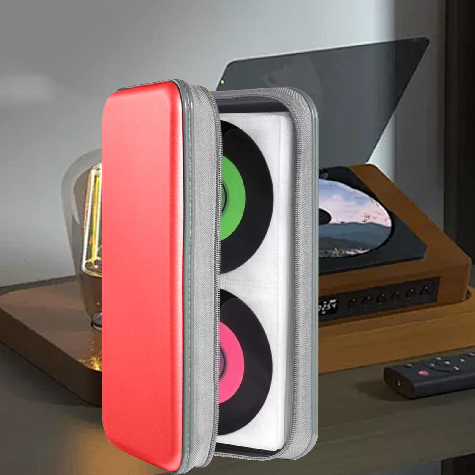 

Чехол для компакт-диска, подарки на день отца, емкость 80 шт., с ручным ремешком, полипропилен, жесткий защитный диск от царапин красный