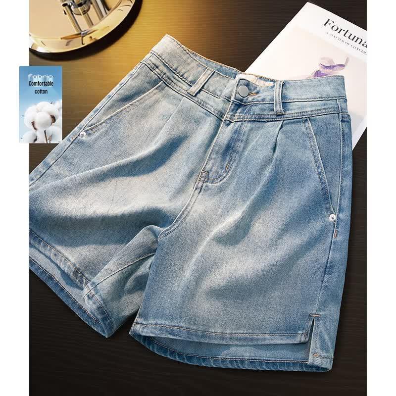 Women s High-Waisted Washed Denim Shorts S