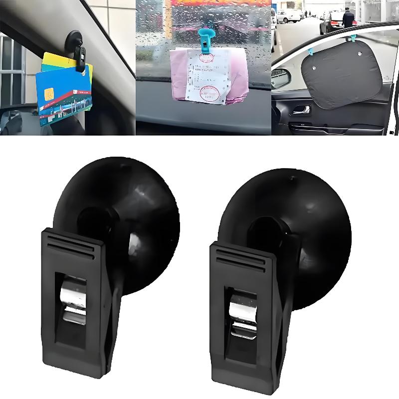 4Pcs Car Interior Window Clip Mount Black Suction Cap Clip Plastic Sucker Removable Holder For Sunshade Curtain Towel