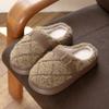 Plush cotton slippers light luxury plaid couple cotton shoes autumn and winter indoor home warm and comfortable home