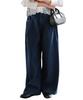Petit Denim Pants Jeans Wide Curved Hem Side Tuck Small Size Petite Waist Elastic High Waist Spring Summer Autumn Winter Spring Clothes Summer Clothes