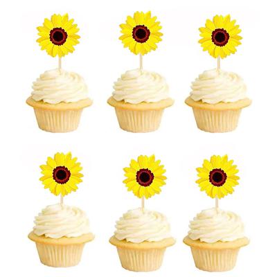 10 Pièces Thème Anniversaire Papier Cupcake Décoration de Dessus Abeille Papillon et Chrysanthème Décoration de Gâteau Sélection de Papier Bambou